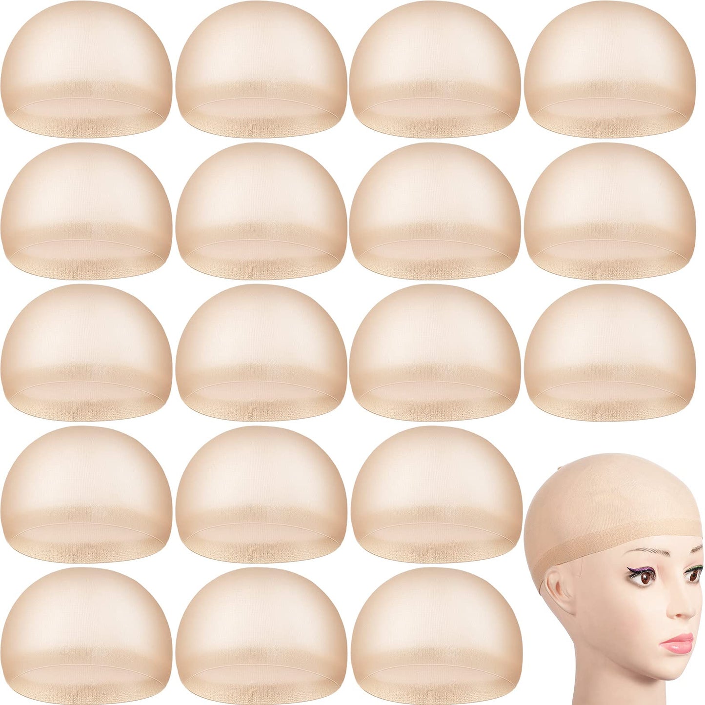 100 Pieces Wig Cap Elastic Medium Nylon Stocking Caps Stretchy Stocking Wig Caps Secure Your Hair, Lightweight, Breathable (Beige)