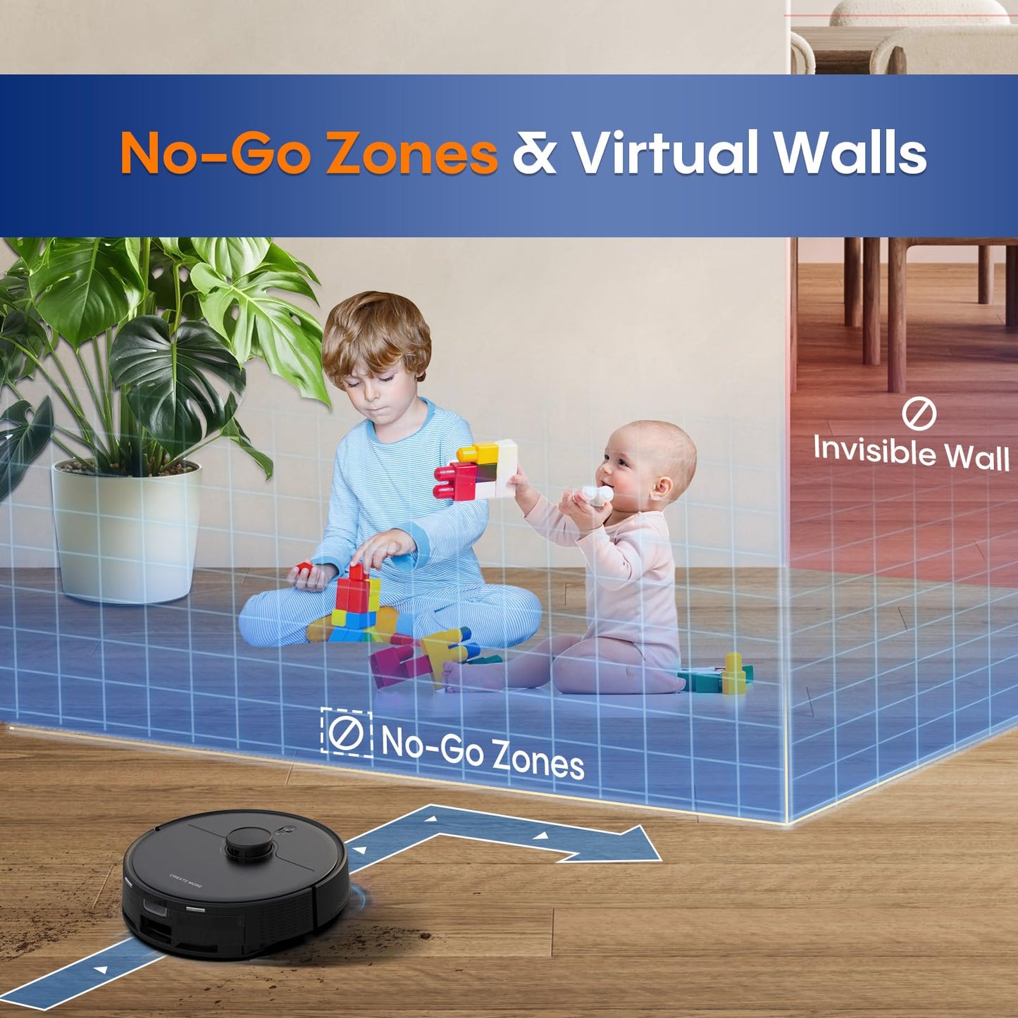 Robot Vacuum and Mop, Up to 60 Days Hands Free Cleaning, 5000Pa Suction, 3-in-1 LiDAR Navigation with Robot Vacuum Self Emptying with, Home Mapping, No-Go Zones, Wi-Fi/App/Alexa, Hard Floors, Carpet