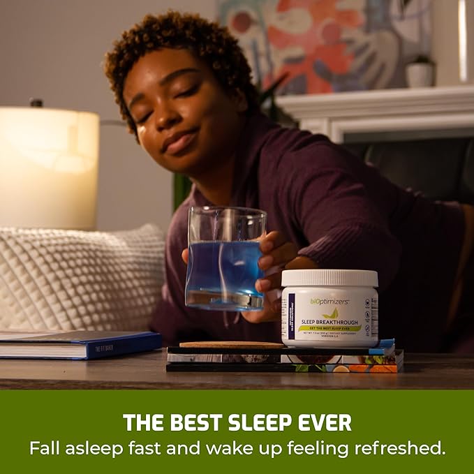 BIOptimizers Sleep Breakthrough 2.0 – Natural Support Supplement | Calming Relief Aid Adults | Non Habit Forming | 202.5 g Powder Blue Berry Dreams