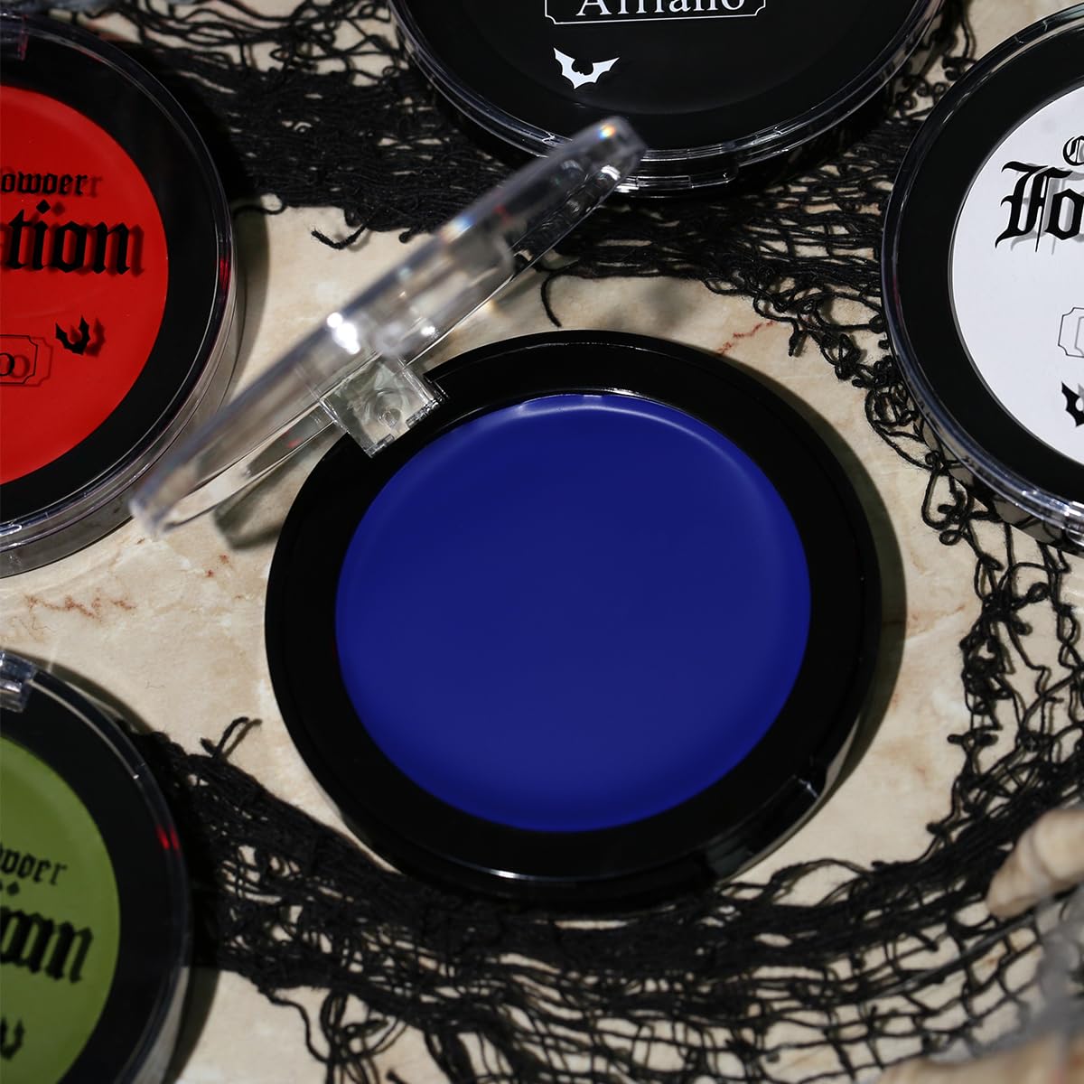 Blue Face Paint Cream to Powder Makeup Foundation, Professional Dark Blue Face Painting Concealer for Adults & Kids, Non-Toxic Halloween SFX Make up Body Paint for Smurf Mystique Cosplay Avatar Makeup