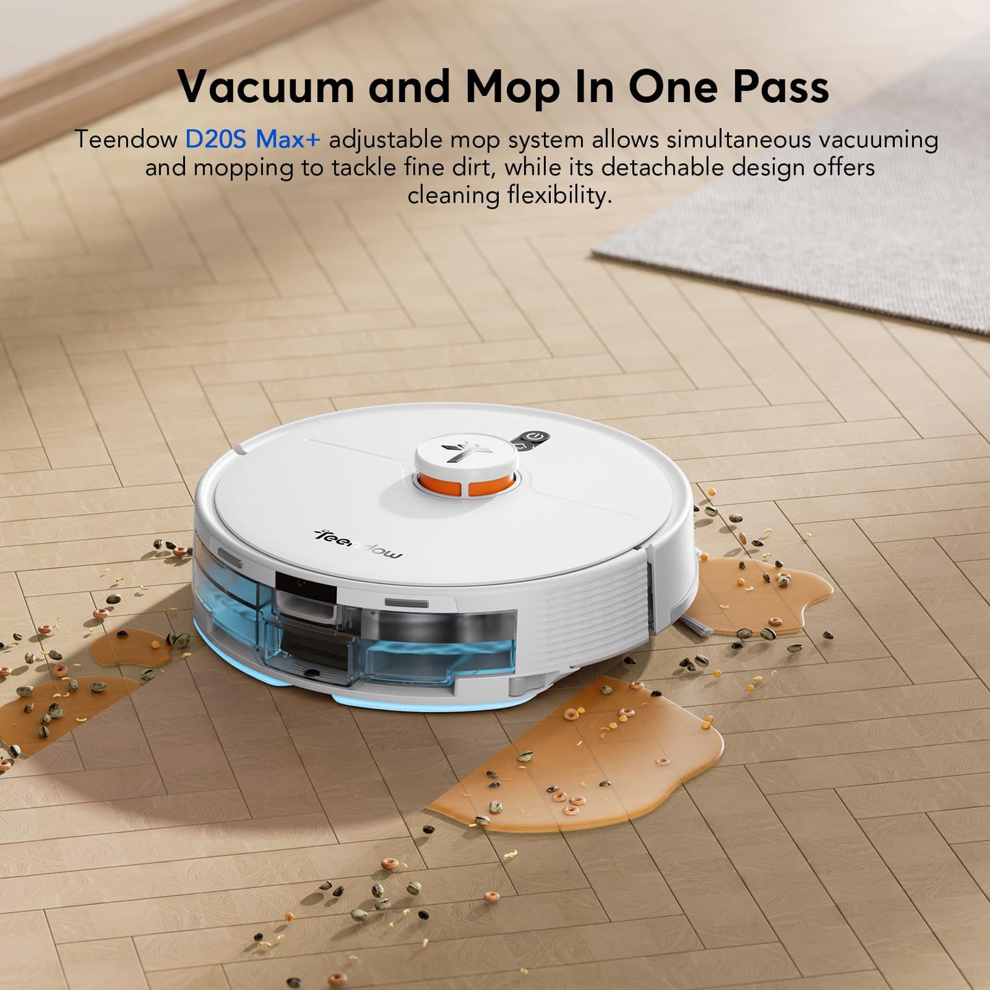 Teendow D20S Max+ Robot Vacuum and Mop, 6000Pa Suction for Pet Hair, with Self-Emptying Dock and Pet Grooming Parts, 10 Weeks Hands-Free Cleaning, PreciSense LiDAR Navigation, App & Voice Control