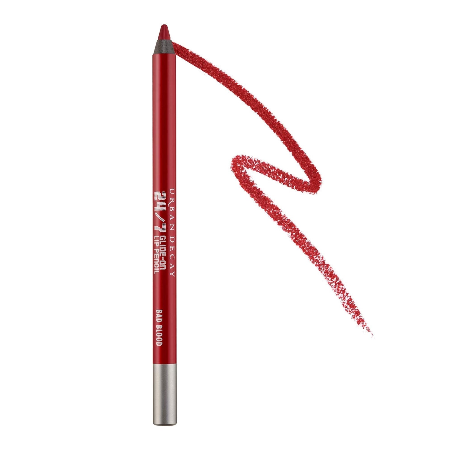 URBAN DECAY 24/7 Glide-On Waterproof Lip Pencil (Bad Blood - Deep Red), Smudge-Proof, Longwearing Lip Liner, Smooth & Creamy Colors, Moisturizing Formula with Vitamin E - 0.04 oz