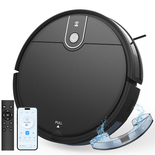 ATTELL Robot Vacuum and Mop Combo,3000Pa Max Suction,120 Mins Runtime,2 in 1 Mopping Robot Vacuum Cleaner,Wi-Fi/App/Remote,Self-Charging,for Pet Hair,Hard Floors and Low Pile Carpet,Black