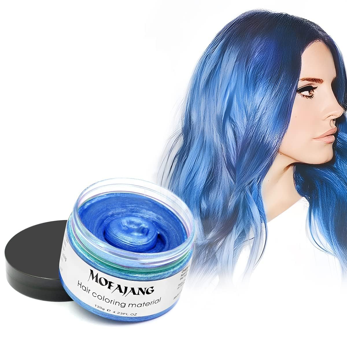 Instant Hair Dye Wax, SOVONCARE Blue Temporary Color Hair Wax Natural Hairstyle Cream Mud for Men & Women Christmas Cosplay Date 4.23 oz (Blue)