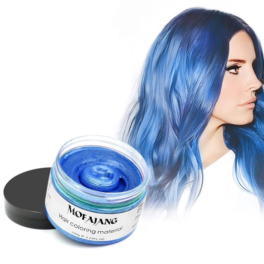 Instant Hair Dye Wax, SOVONCARE Blue Temporary Color Hair Wax Natural Hairstyle Cream Mud for Men & Women Christmas Cosplay Date 4.23 oz (Blue)