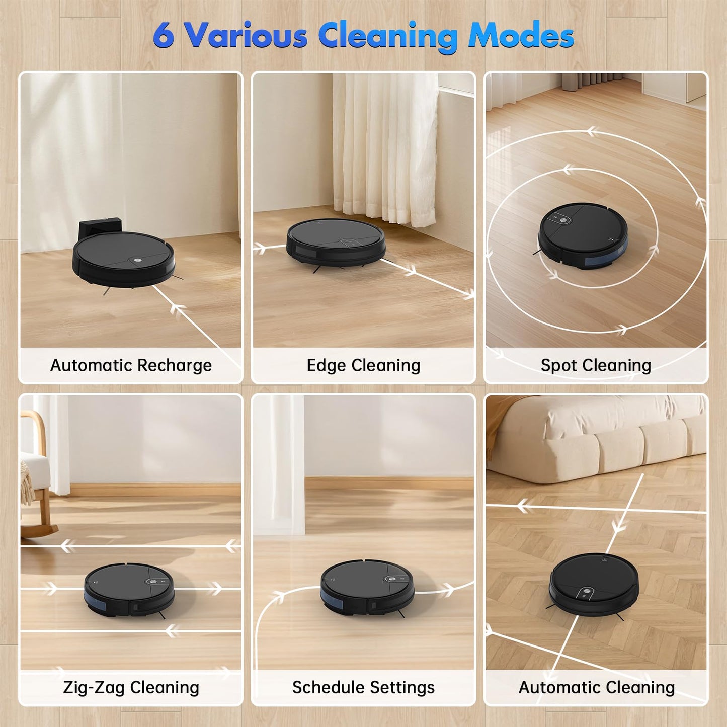 ATTELL Robot Vacuum and Mop Combo,3000Pa Max Suction,120 Mins Runtime,2 in 1 Mopping Robot Vacuum Cleaner,Wi-Fi/App/Remote,Self-Charging,for Pet Hair,Hard Floors and Low Pile Carpet,Black