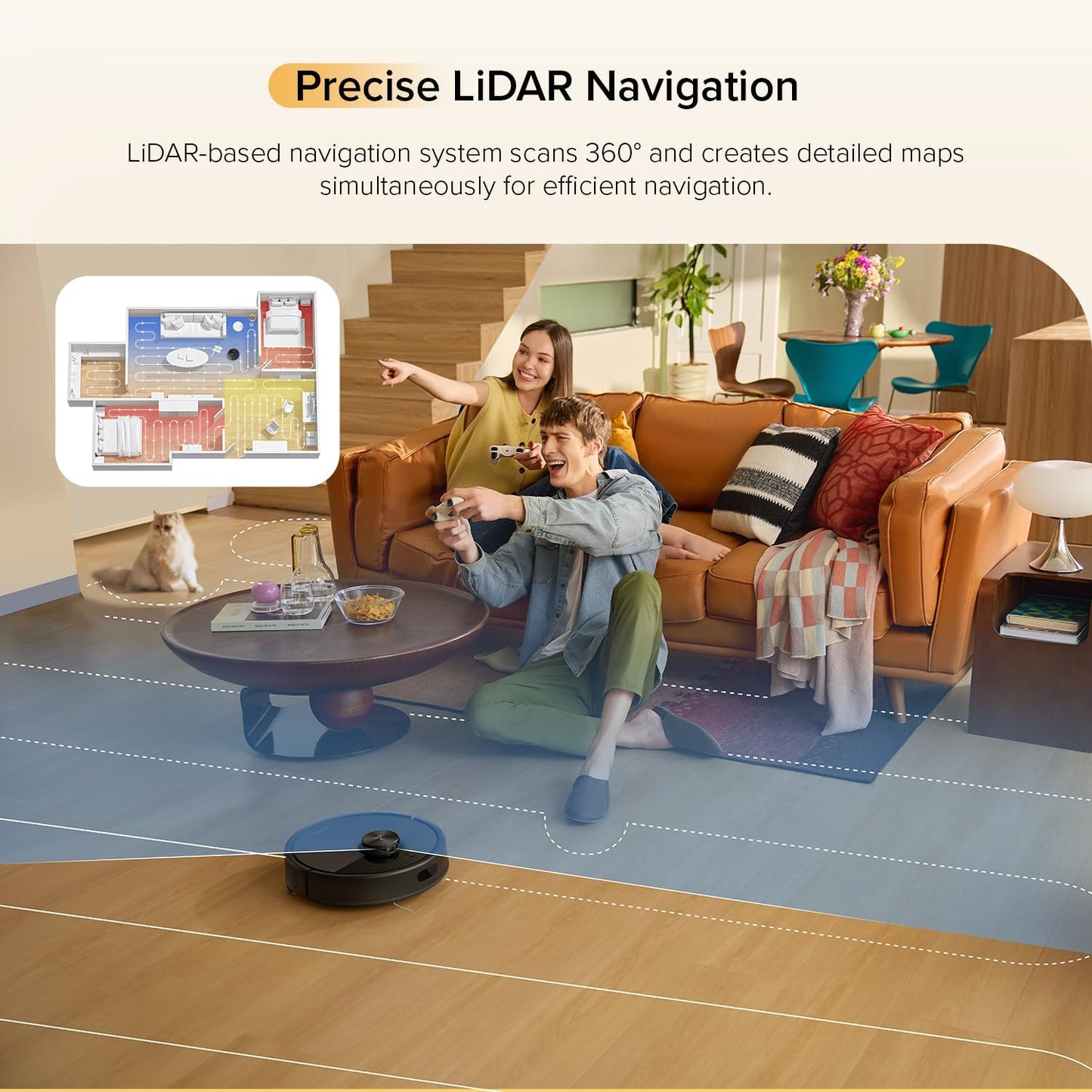 roborock Q7 M5 Robot Vacuum and Mop Combo, 10,000Pa HyperForce Suction, Robotic Vacuum Cleaner, Dual Anti-Tangle System, APP-Controlled Mopping, LiDAR Navigation, for Pet Hair and Carpet, Black