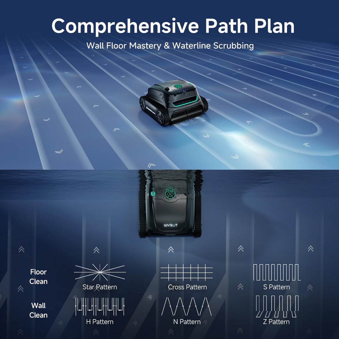 (2025 New) WYBOT S2 Vision AI Camera Cordless Pool Vacuum Robot for Inground Pools up to 3229 sq.ft, 8 Mode Robotic Pool Cleaner, 210min Runtime, Powerful Suction, Wall and Waterline Cleaning, Black