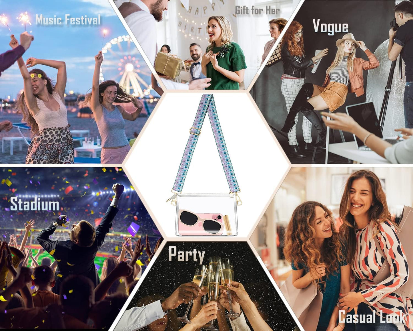 Clear Purse for Women Stadium Approved, Clear Crossbody Bag, Small Clear Bag for Stadium Events Concert