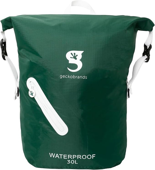 geckobrands Lightweight 30L Waterproof Backpack - Lightweight Watertight Outdoor Bag Hiking Traveling Light Water Activities