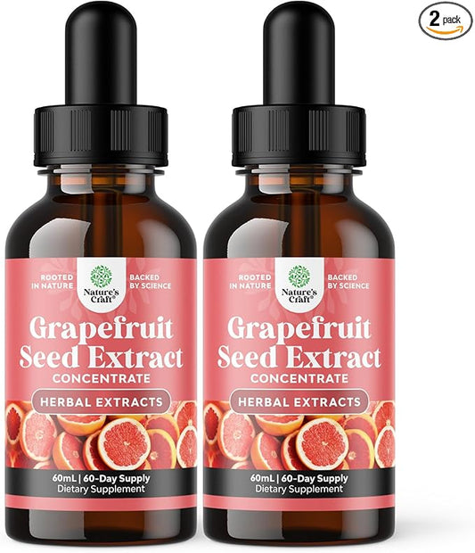 GSE Grapefruit Seed Extract Liquid - One Drop Daily - Super Concentrated Grape Seed Extract Liquid Drops Rich in Bioflavonoids & Polyphenols for Gut Health & Immune Support - 2 Pack Bundle - 120 days