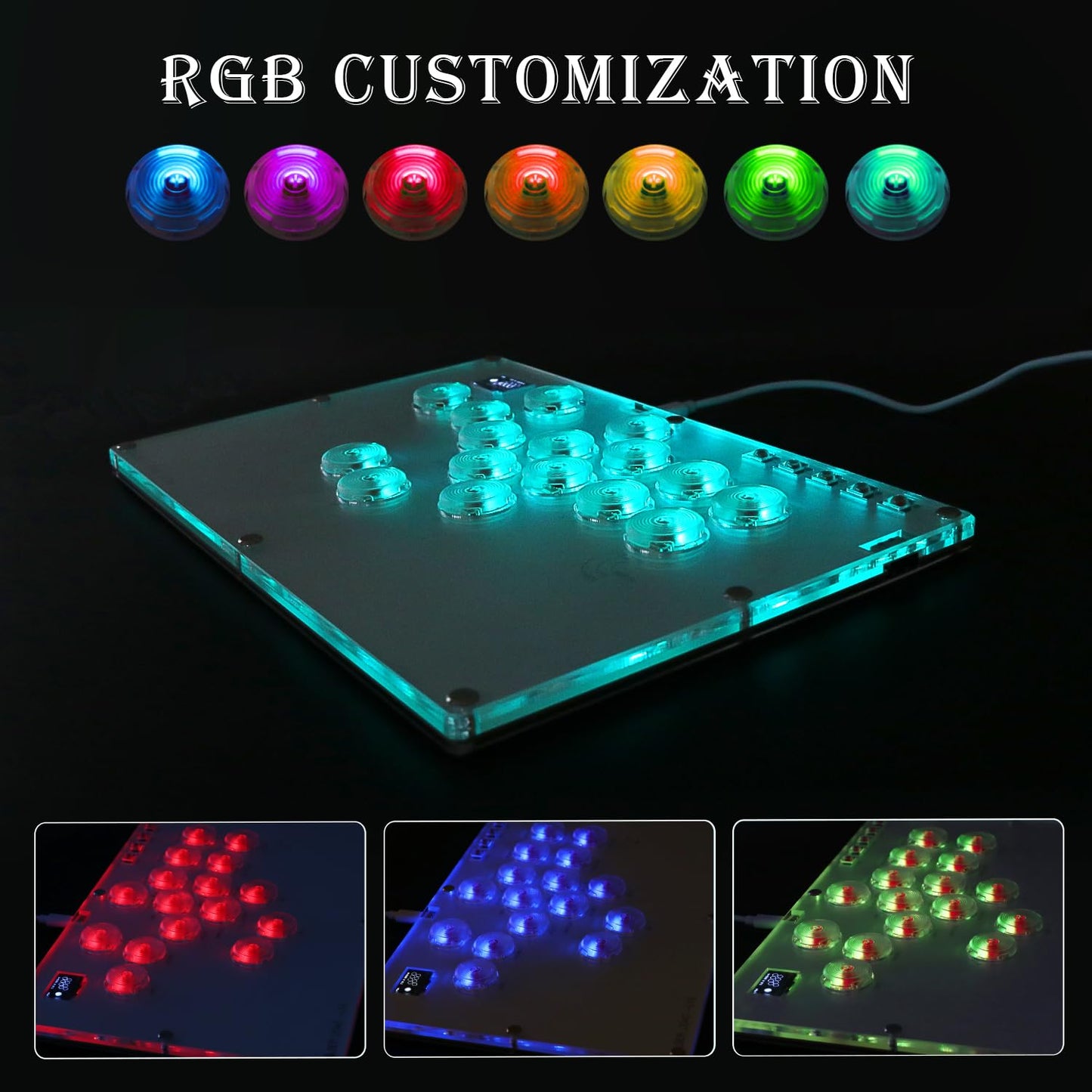 Leverless Controller L16 All-Button Arcade Stick for PC/PS3/PS4/Steam/Switch, Street Fight With Turbo & Custom RGB - Support Hot Swap & SOCD