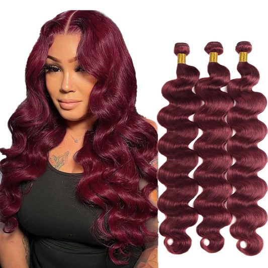 30 30 30 Inch Vinmdonm 99J Human Hair Bundles Burgundy Body Wave Bundles Brazilian Unprocessed Virgin Hair 3 Bundles 99J Body Wave Bundles Wine Red Bundles Remy Hair Extensions