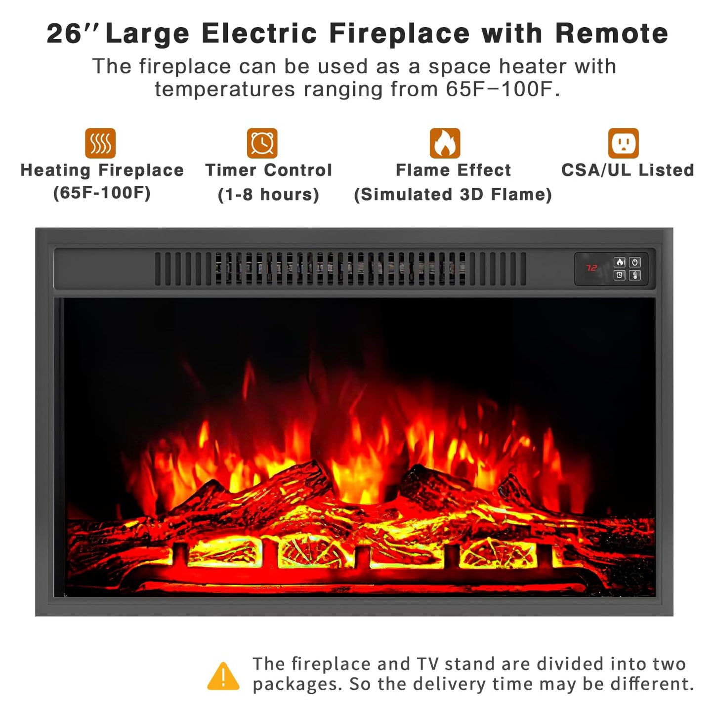 YESHOMY Fireplace TV Stand for Television up to 65+ Inch with Storage and Farmhouse Sliding Barn Doors, Entertainment Center with Cabinet and Shelves, Media Console for Living Room, Gray