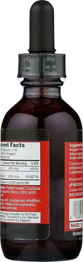 BrickerLabs B-12 Blast Folic Acid Supplement, 2 Ounces (Pack of 3)