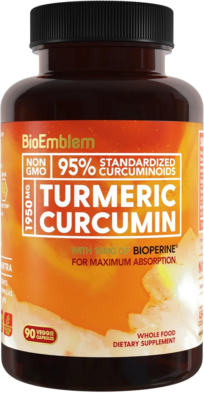 BioEmblem Turmeric Curcumin Supplement with BioPerine and Joint Support