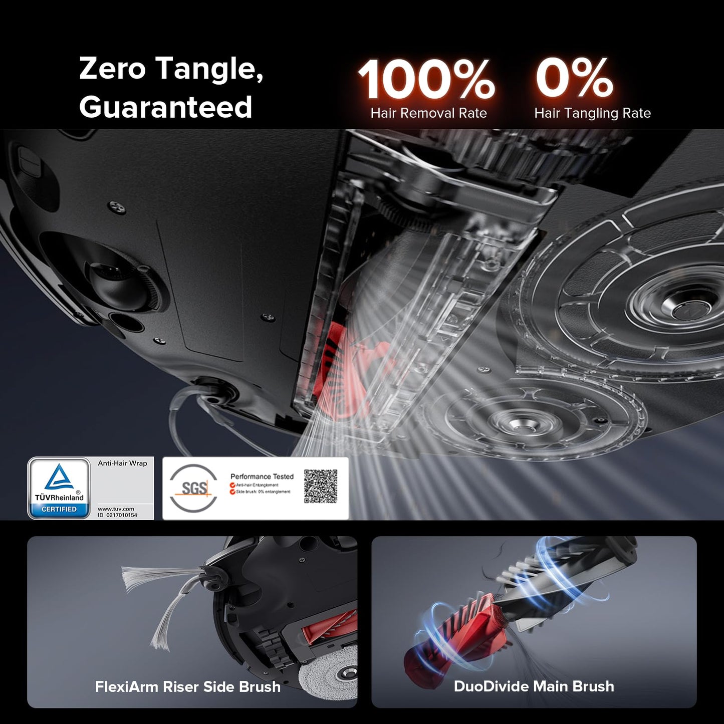 roborock Saros 10R Robot Vacuum and Mop, Powerful Suction, Zero-Tangling, 3.14’’ Ultra Slim, FlexiArm Riser Technology for Carpet & Floor, Corner & Edge Cleaning, Self-Emptying, Hot Air Drying, Black