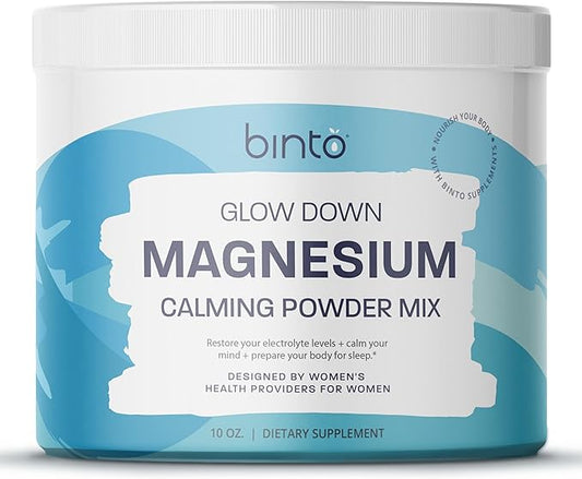 Binto Glow Down - Sleep Better & De-Stress with Our Berry Vanilla Magnesium Drink Mix, Made in USA, Sugar-Free, Preservative-Free, Gluten-Free Drink Mix (60 Day Supply)