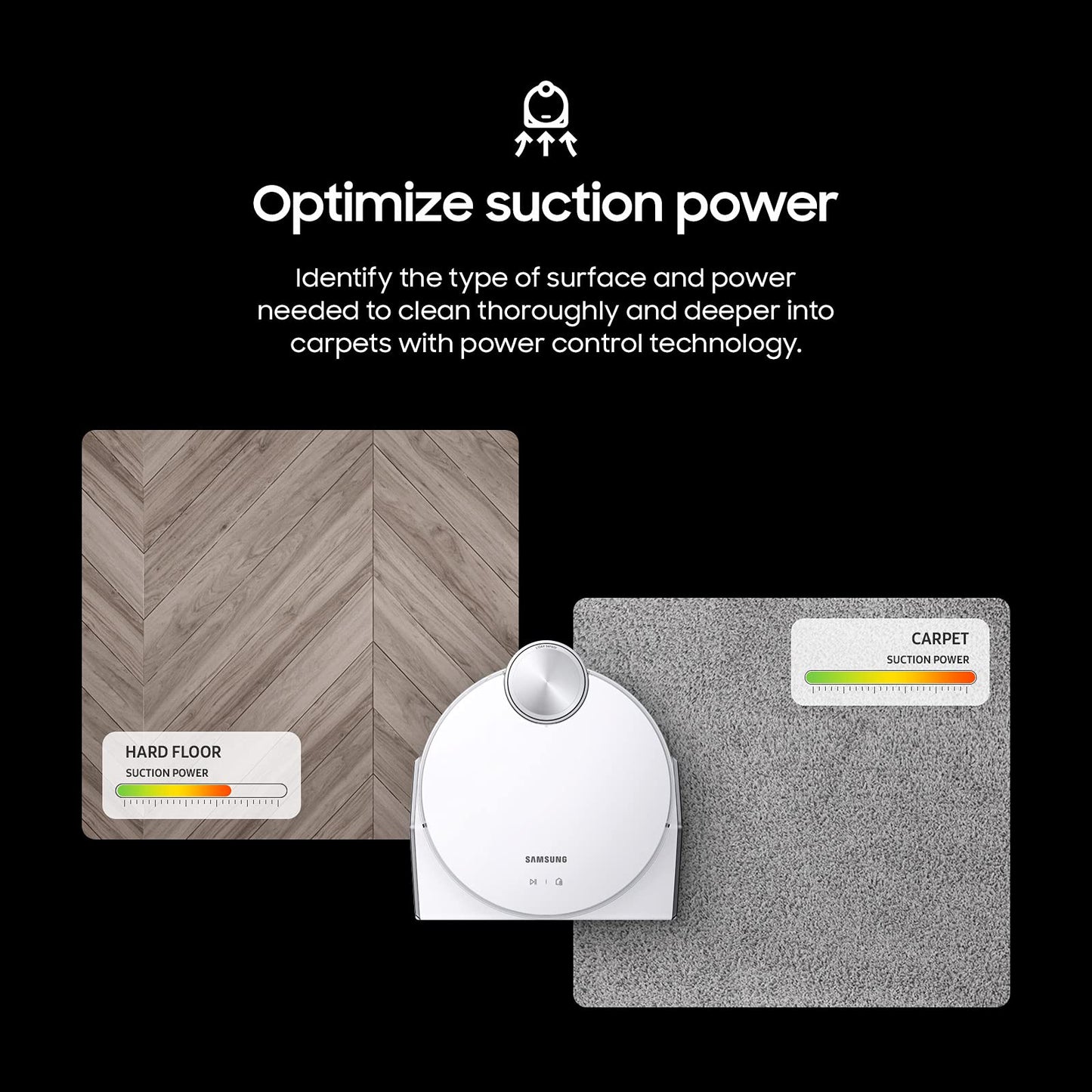 SAMSUNG Jet Bot AI+ Robot Vacuum Cleaner w/ Object Recognition, Intelligent Cleaning, Clean Station, 5-Layer Filter, Touchless Dust Removal for Hardwood Floors, Carpets, VR50T95735W, White