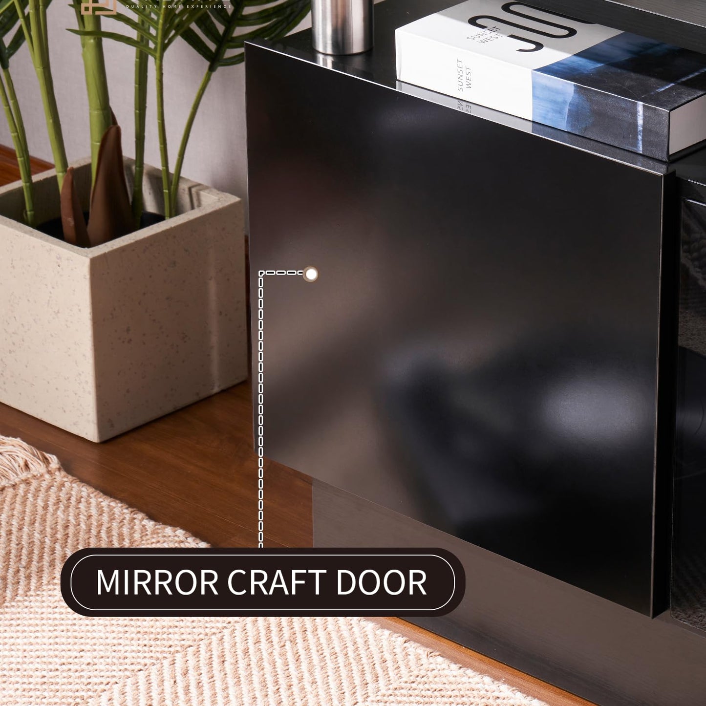 oneinmil Fireplace TV Stand with 36" Electric Fireplace,LED Light Entertainment Center,2 Tier TV Console Stand for TVs Up to 80",Fireplace for The Living Room TV Stand,Black