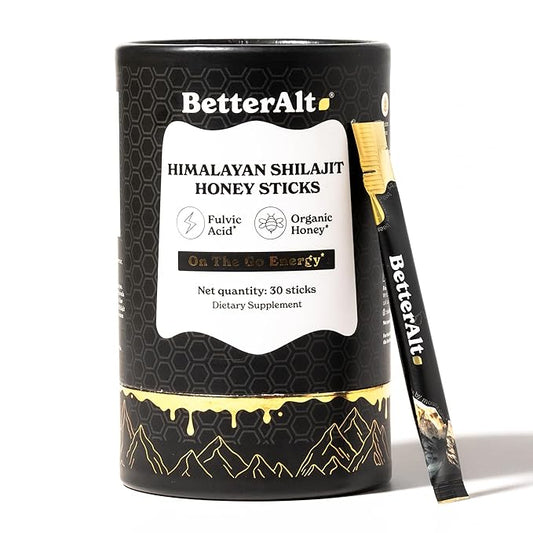 Better Alt Pure Himalayan Shilajit Sticks with Organic Honey, Saffron | Easy to Consume Shilajit| 30 Sticks for Energy Boost & Immune Support, 85+ Trace Minerals, 75%+ Fulvic Acid