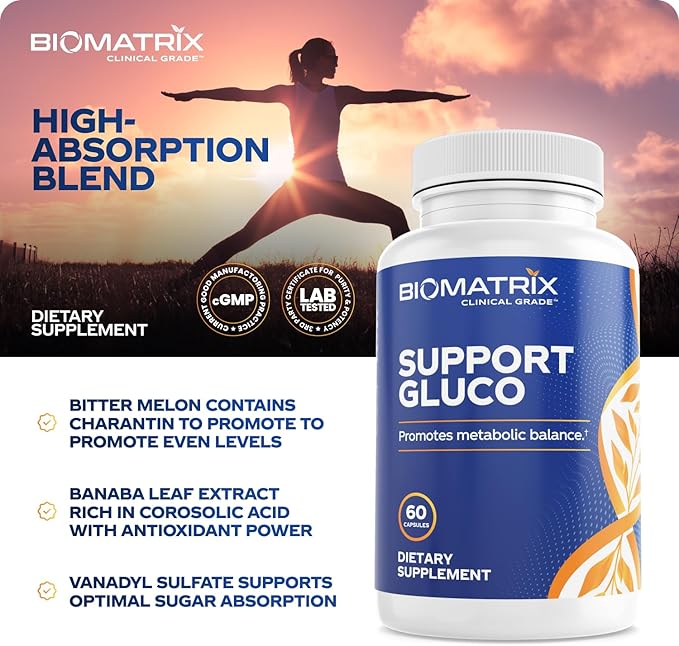 BioMatrix Metabolism Supplement for Men and Women, Cinnamon, Gymnema, Lipoic Acid, Vanadyl Sulfate, Chromium Picolinate, Bitter Melon (60 Capsules)