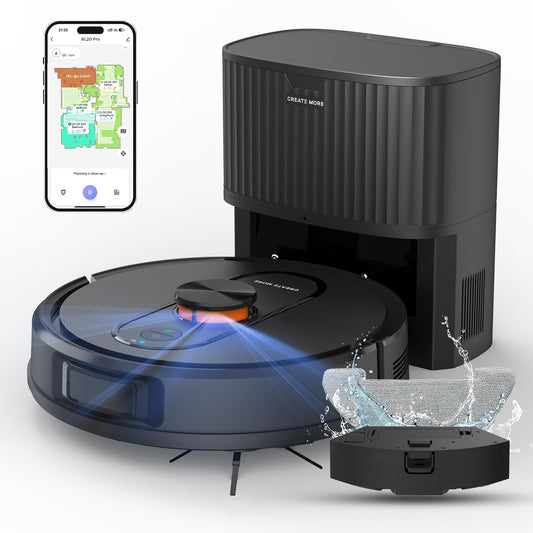 Robot Vacuum and Mop with Self-Emptying, 5000Pa Robotic Vacuum with Mapping, 60-Day Hands-Free Cleaning,LiDAR Navigation,No-Go Zones,Wi-Fi/App/Alexa Control, Perfect for Pet, Hard Floors, Carpet