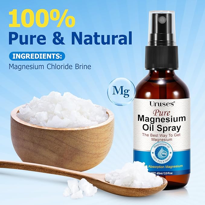 2PCS Pure Magnesium Oil Spray, Magnesium Oil for Feet, Topical Magnesium Spray Glass Bottle, Magnesium Spray for Feet,Magnesium Body Spray,Easy to Absorb & Use