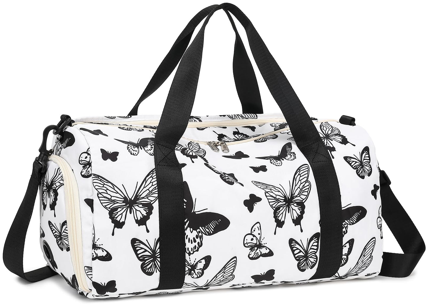 Gym Bag Sports Duffle Bag with Wet Pocket Weekender Overnight Bag with Waterproof Shoe Pouch and Air Hole for Girls Kids Women Travel Foldable Bag