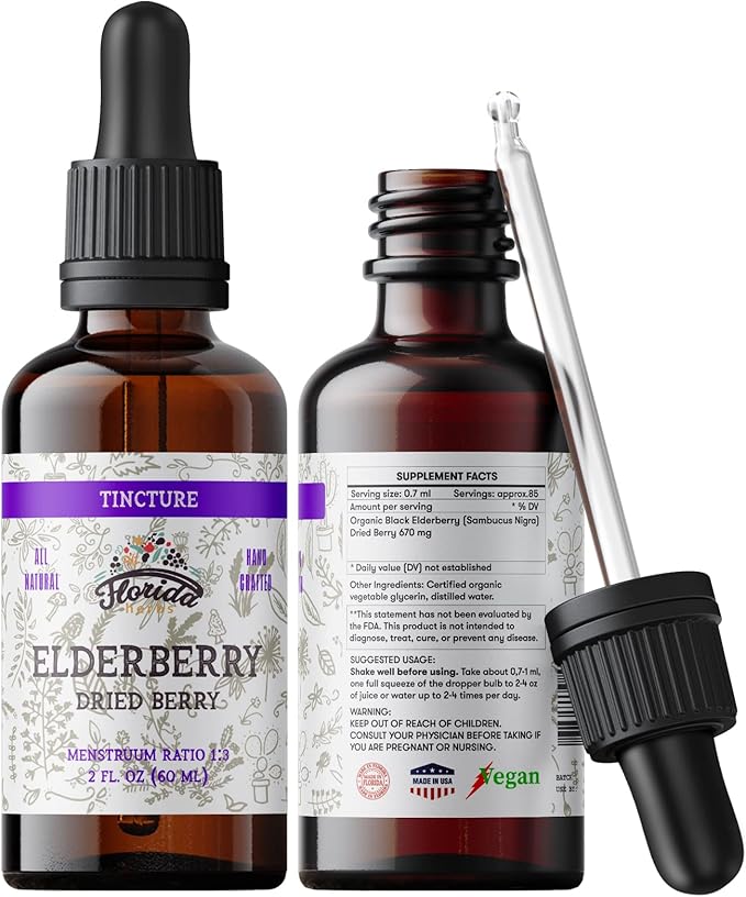 Black Elderberry Tincture, Organic Black Elderberry Extract Extract for Immune Support (Sambucus Nigra) | 2 Fl Oz (1 Pack - 2 Fl Oz)
