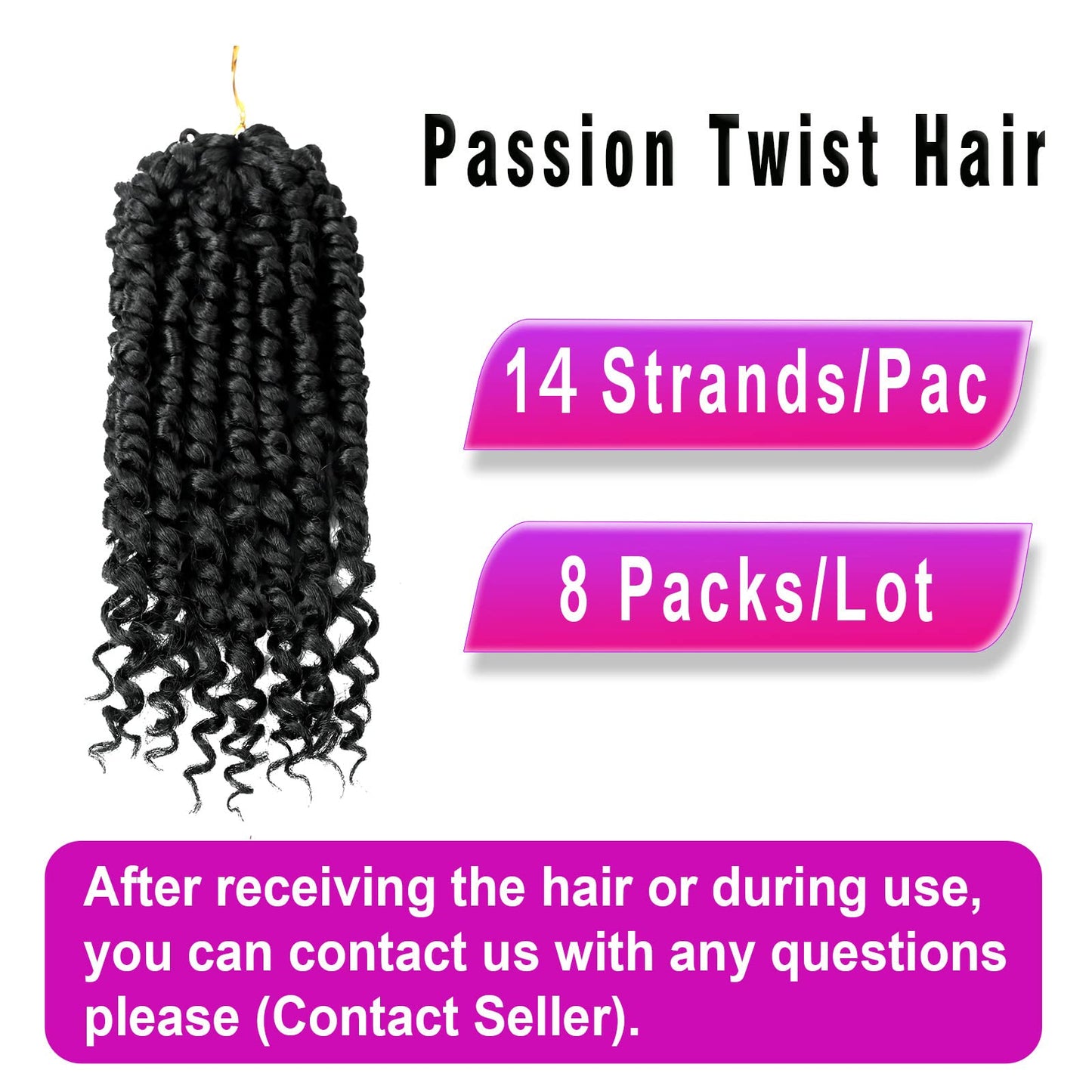 Bileaf 8 Packs Passion Twist Crochet Hair for Women Pre Looped Passion Twist Hair 8 Inch, Pre-Twisted Crochet Passion Twists Bohemian Braiding Crochet Twist Hair for Kids Hair Extensions #1