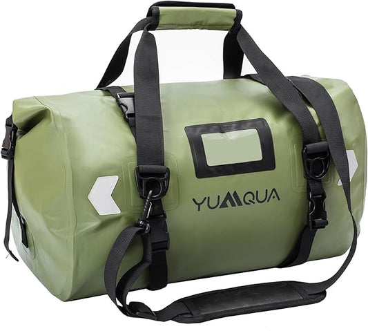 Waterproof Duffel Bag, Large Duffle Bag for Travel Heavy Duty Dry Bag with Durable Strap & Handle for Outdoor Motorcycle Boating Rafting Kayaking Paddleboarding, 40L Capacity Army Green