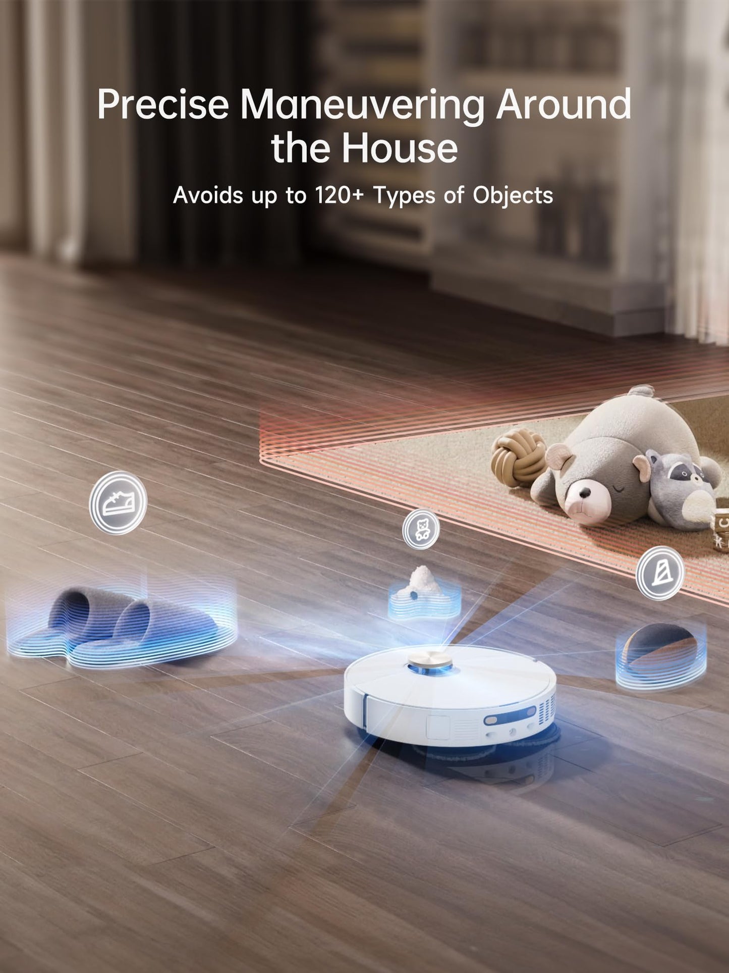DREAME X40 Ultra Robotic Vacuum with Removable & Liftable Mop, 12,000Pa Suction, Side Brush Extensive Cleaning, 158°F Mop & Washboard Self Cleaning, Auto-Empty, Auto Refill, liftable Brushes White
