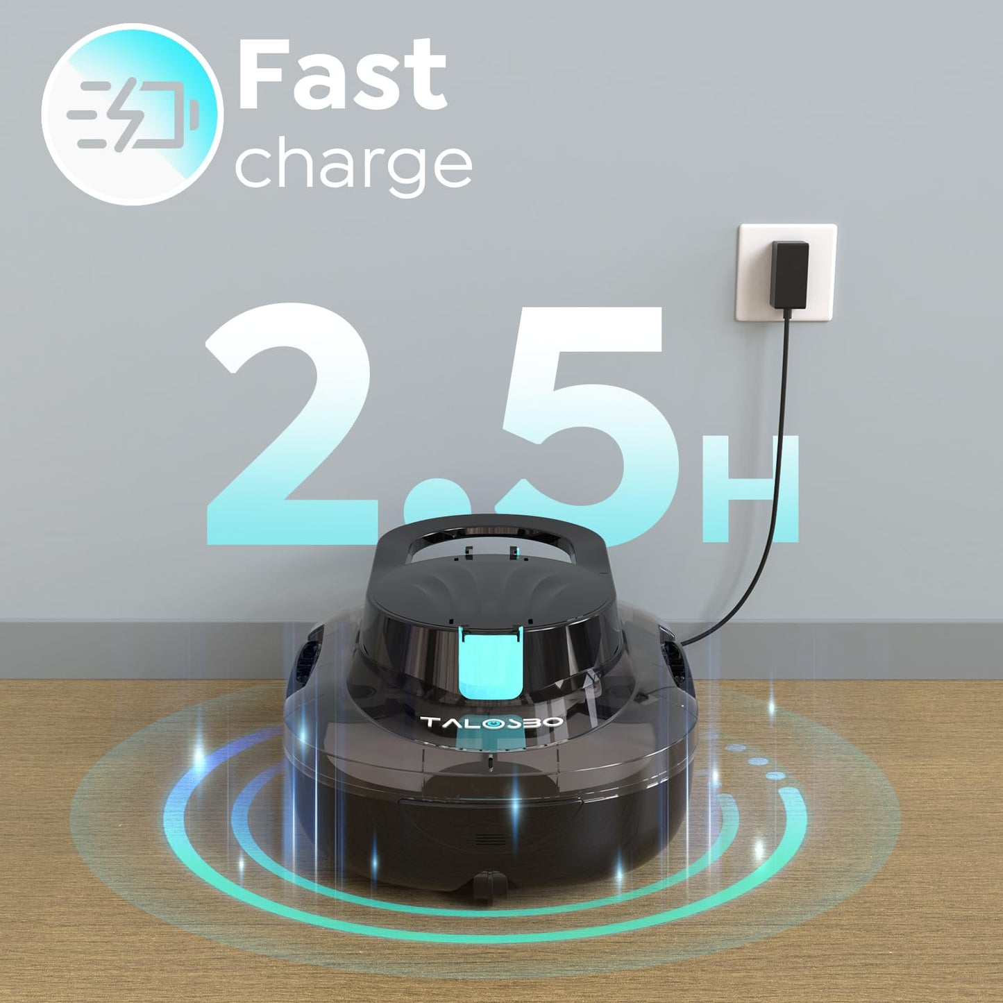 TALOSBO Pleco S1 Cordless Robotic Pool Cleaner with 75-80Mins Runtime, Small Pool Vacuum for Above-Ground Pools up to 645 Sq.ft, Lightweight, Auto-Parking, Black