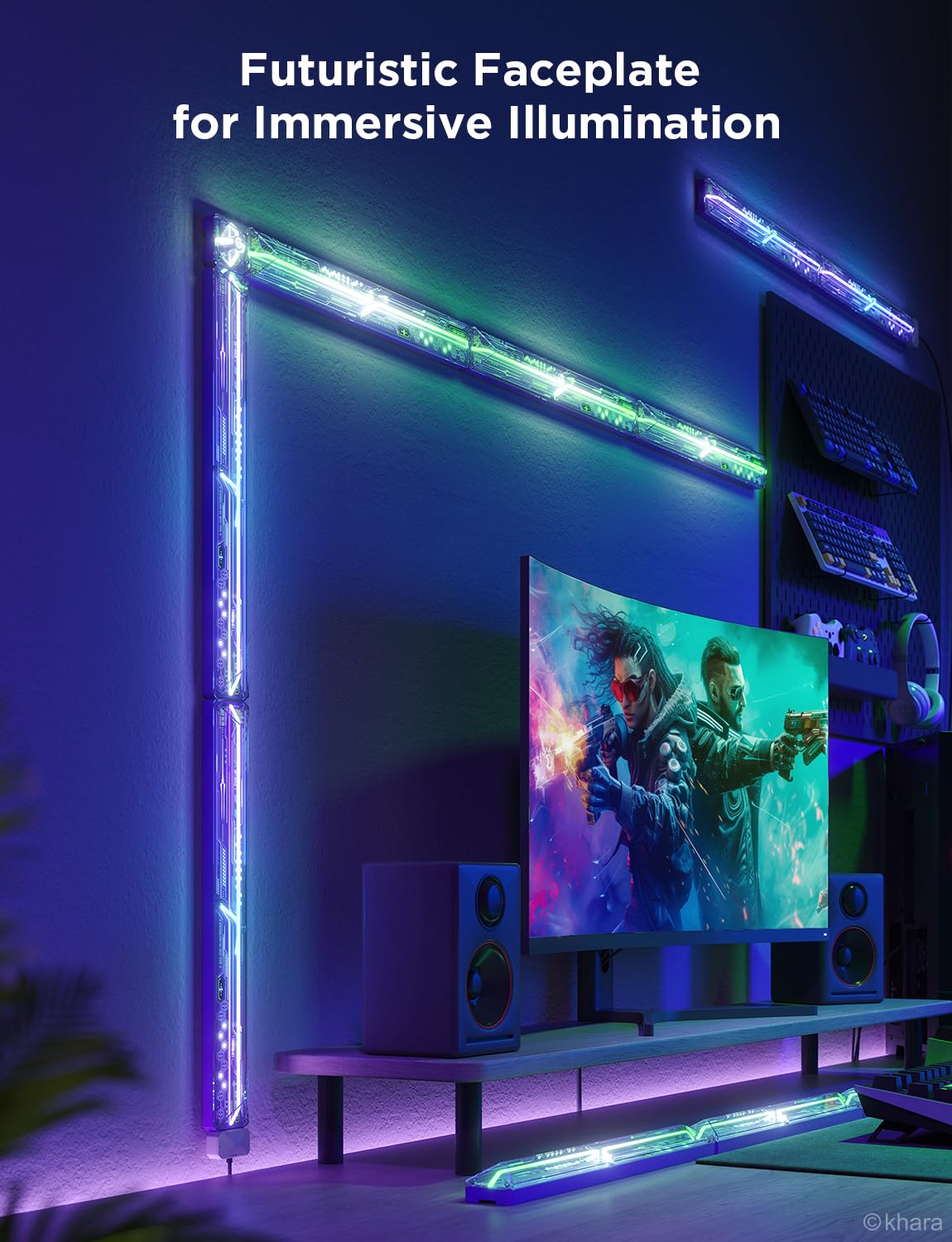 Govee x Evangelion Gaming Wall Light, RGBIC Glide Wall Light, Work with Matter, Alexa and Google Assistant, DIY Customized LED Wall Lighting Effects and Shapes,Gaming Light Bar for Gaming Room