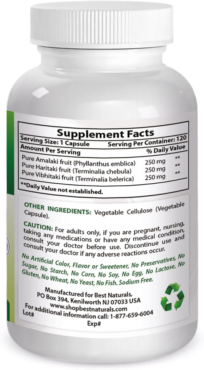 Best Naturals Triphala 750 mg 120 Vcaps