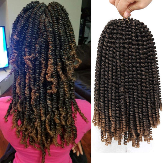 12 inch Spring Twist Crochet Braids Hair for Butterfly Locs Bomb Twist Crochet Hair Beyond Beauty Ombre Colors Synthetic Fluffy Hair Extension 3 Packs M1B/27