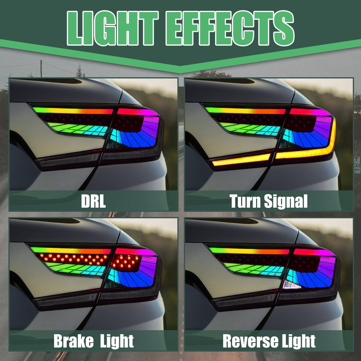 letsdate RGB Tail Lights for Honda Accord 2018-2022, LED Taillights Assembly for Honda Accord 10th Gen, Dynamic Animation, Plug&Play (RGB, 1 Pair)