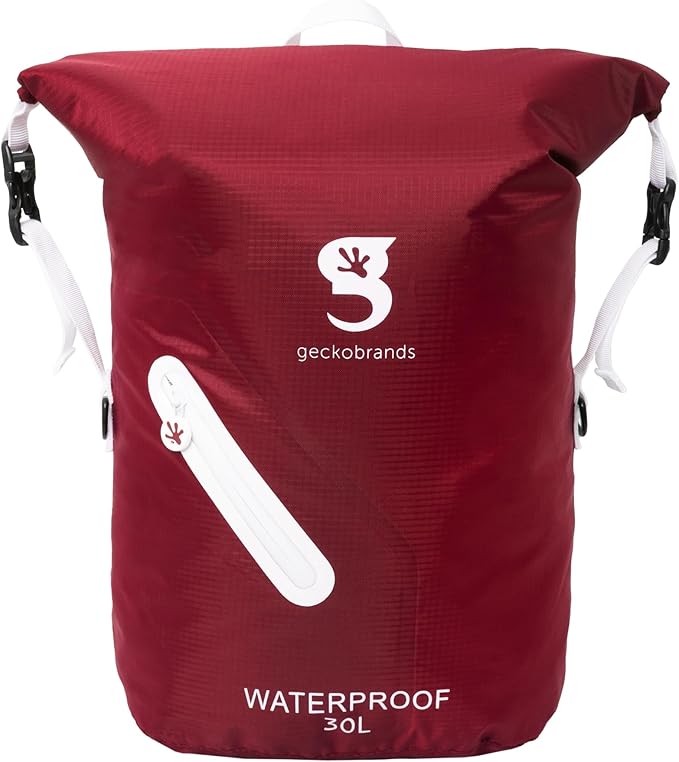 geckobrands Lightweight 30L Waterproof Backpack - Lightweight Watertight Outdoor Bag Hiking Traveling Light Water Activities