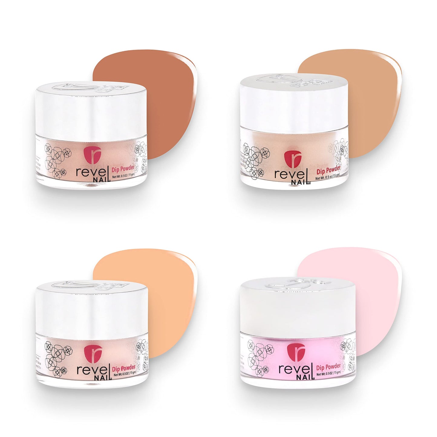 Revel Nail Dip Powder - Nude and Pink Powder Dip Nail Polish, Chip Resistant Dip Nail Powder with Vitamin E and Calcium, DIY Manicure, 4-Pack