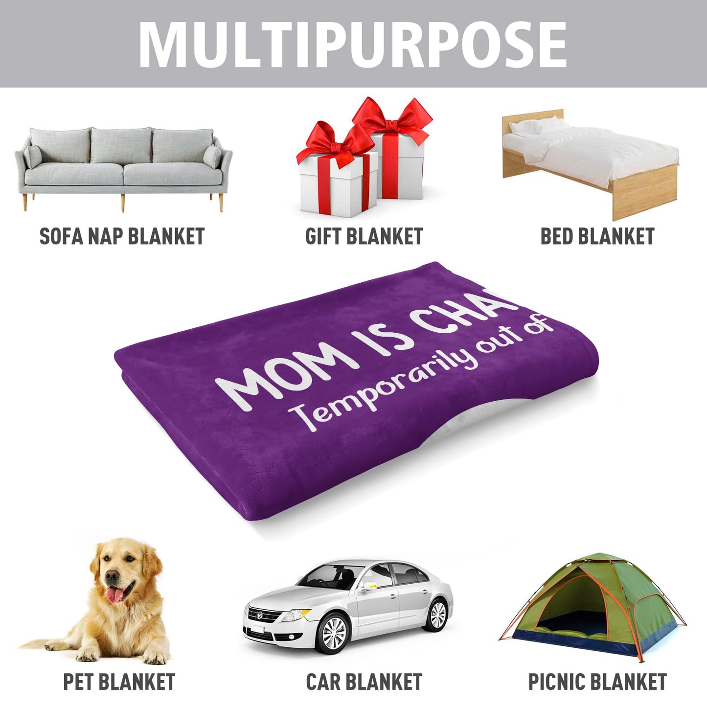 Craftique Gifts for Mom Birthday Christmas- Funny Soft Mom is Charging Blanket- New Moms Gifts for Women, Practical Blanket Throw for Napping Travel, 80”×60”