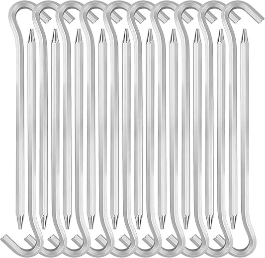 GEEWAY 7 Inch Aluminum Tent Stakes Pegs with Hook, 20 Pcs Camping Canopy Hooks Secure Ground Support for Outdoor Decorations and Tarps, Silver