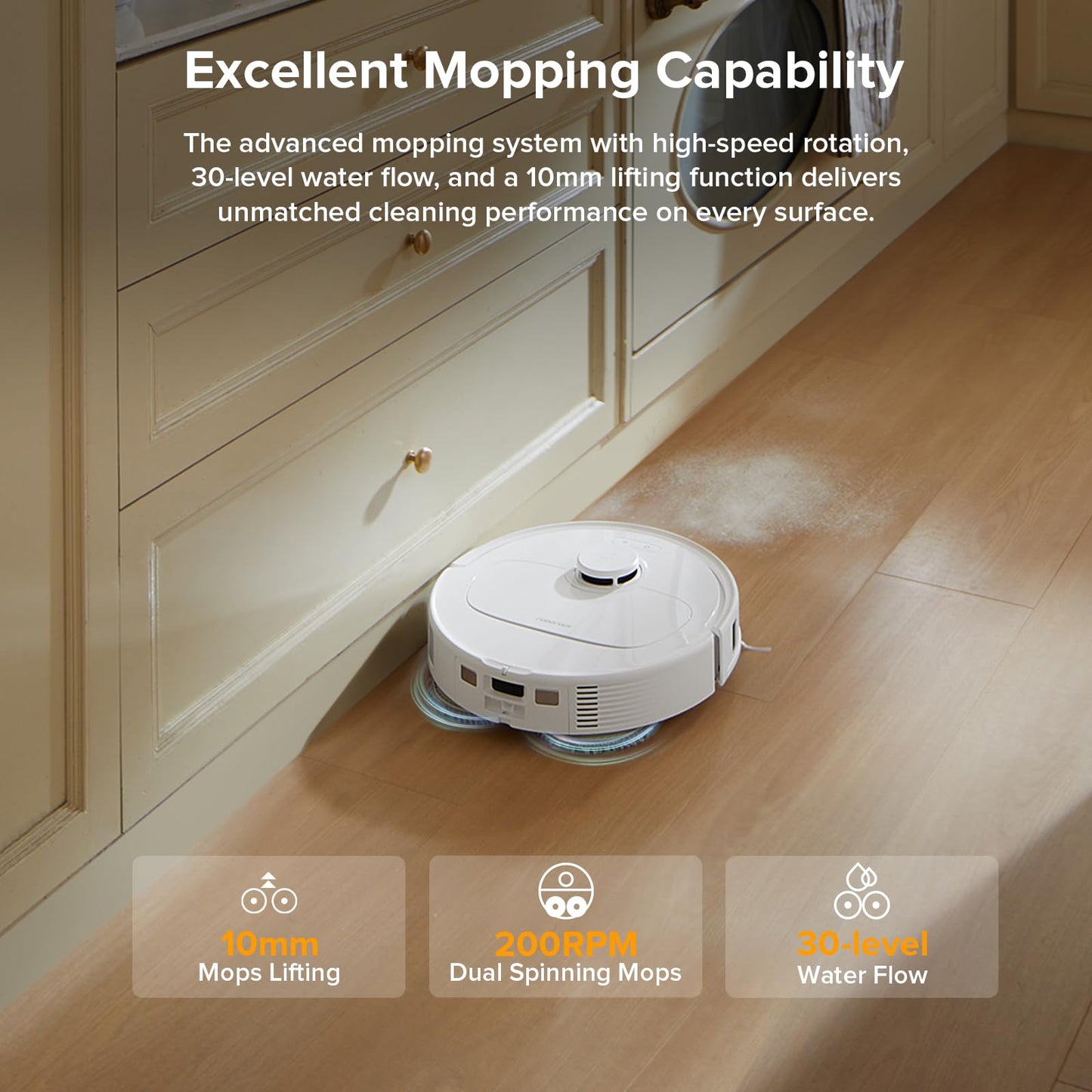 roborock Qrevo Series Robot Vacuum and Mop, 8000Pa Suction, Upgraded from Qrevo S, Anti-Tangle Brush, Smart Obstacle Avoidance, Auto Mop Washing, All-in-One Dock, 200RPM Spinning Mops, White(QV 35A)