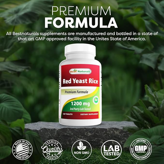 Best Naturals Red Yeast Rice 1200 mg (Non-GMO) 120 Tablets (120 Count (Pack of 3))