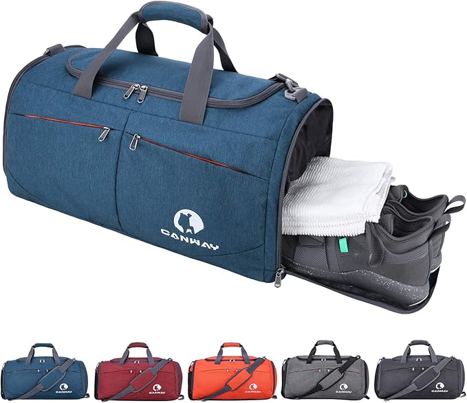 Canway Sports Gym Bag, Travel Duffel bag with Wet Pocket & Shoes Compartment for men women, 45L/40L, Lightweight