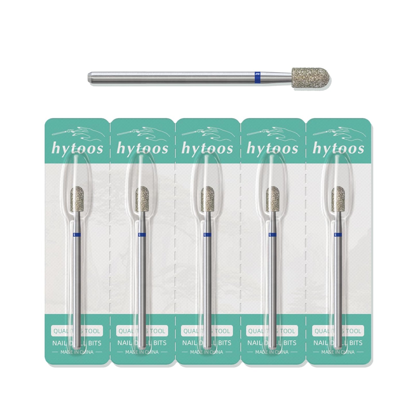 HYTOOS 4mm Smooth Barrel Cuticle Clean Nail Drill Bit, 5Pcs/Set Russian Diamond Nail Bits Professional Safety Under Nail Cleaner Burr for Cuticle Dead Skin, Electric Nails Drill Accessories, Medium