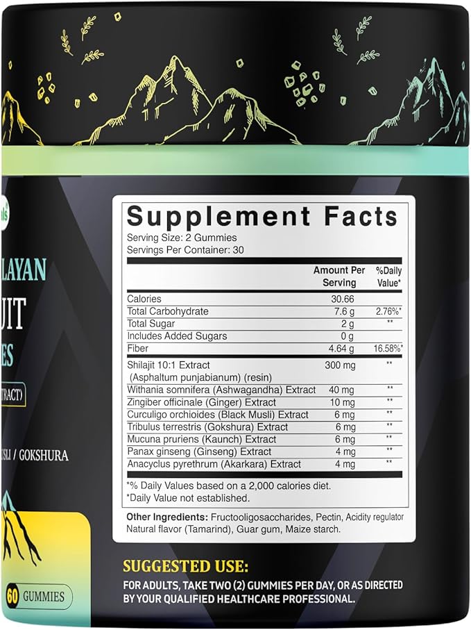 Best Naturtals Pure Himalayan Shilajit Gummies - 60 ct - Made with Ashwagandha, Black Musli, and Gokshura