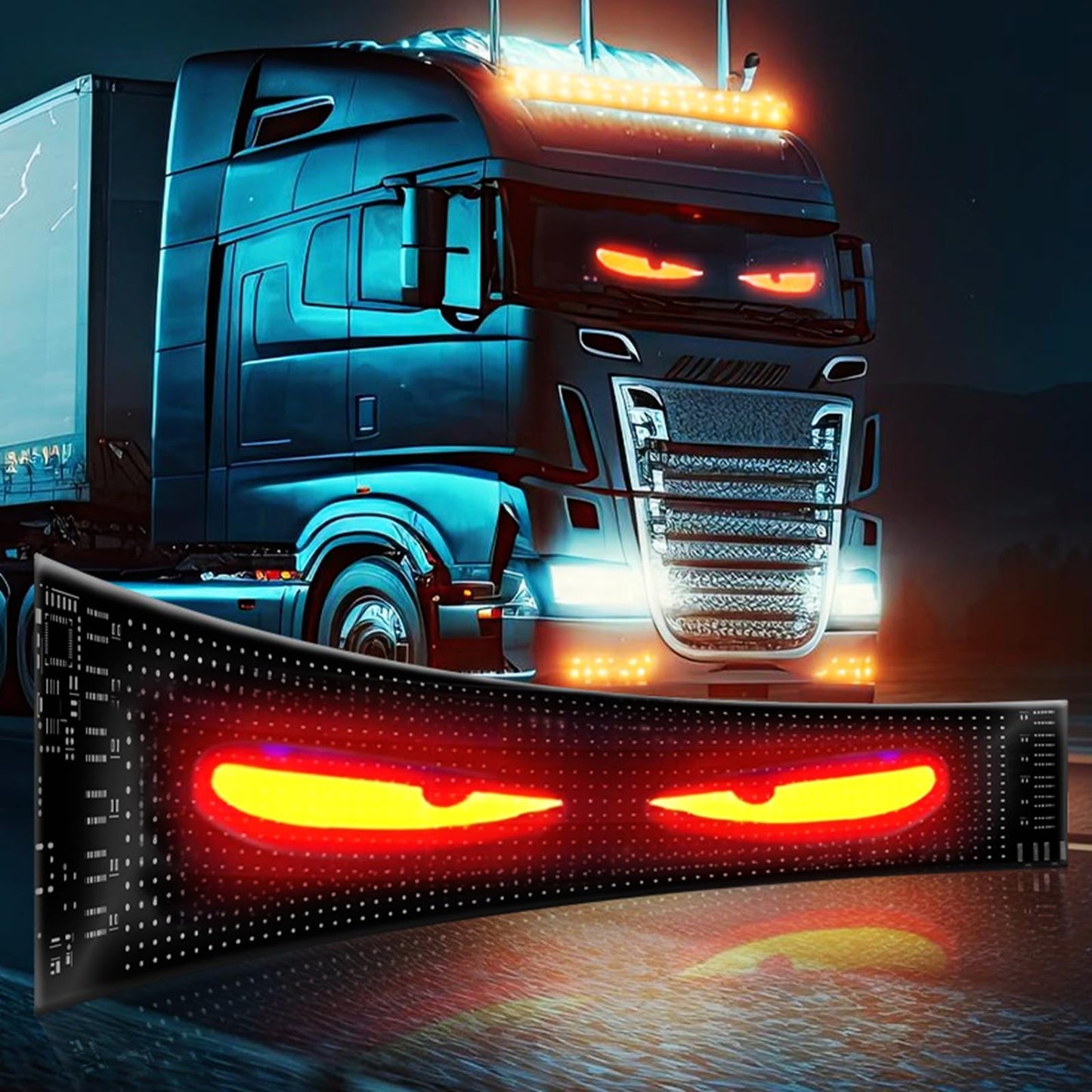 Goodream Devil Eyes Light for Windshield, 52in*7.5in Large Size DIY Programmable Flexible LED Display for Car Truck SUV Neon Sign Cool Accessories