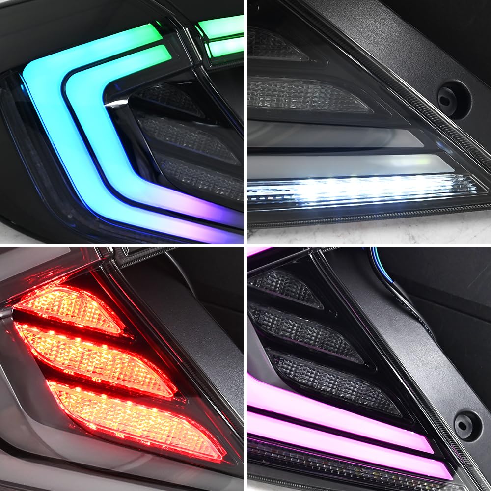 T T-ABC New RGB Taillight Compatible with Honda Civic 2016-2021 Tail Light Sedan Touring Sport EX EX-L LX Rear Lights Multicolored N1 Style LED Sequential Animation 10th Gen Custom Back Accessories