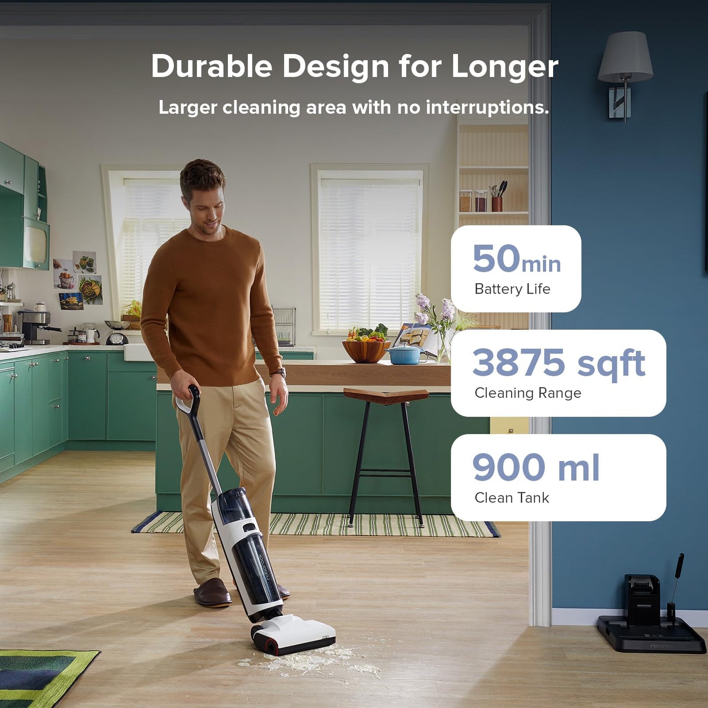 roborock Dyad Air Wet Dry Vacuum Cleaner, Cordless Vacuum Mop Combo with 17000Pa Power Suction, Long Battery, Edge Cleaning, Hardwood Floor Cleaner with Self-Cleaning & Drying System